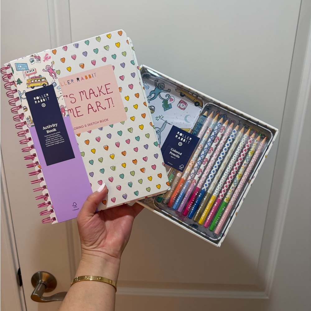 Roller Rabbit x Target colored pencil set and activity book NWT
